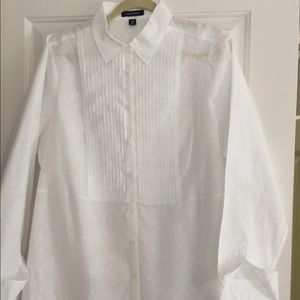 Lands End 18w Tuxedo Style White Cotton Tunic